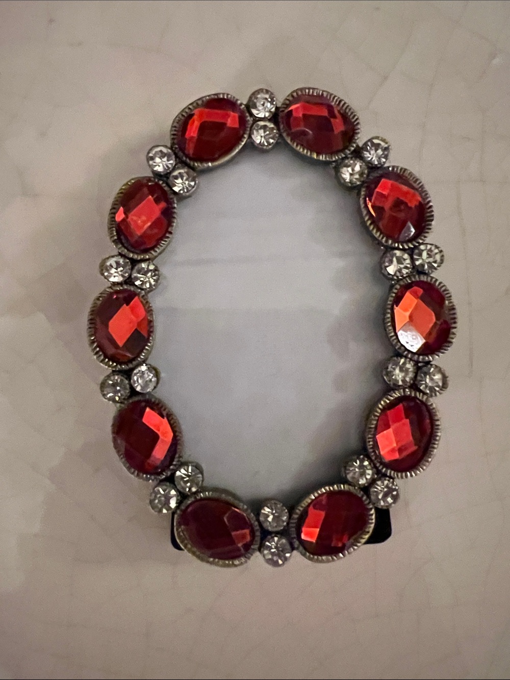 Milson & Louis Vintage Jeweled Miniature Oval Crystal Rhinestone Picture Frame